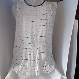 INC International White Sleeveless Blouse with Black Polka Dots